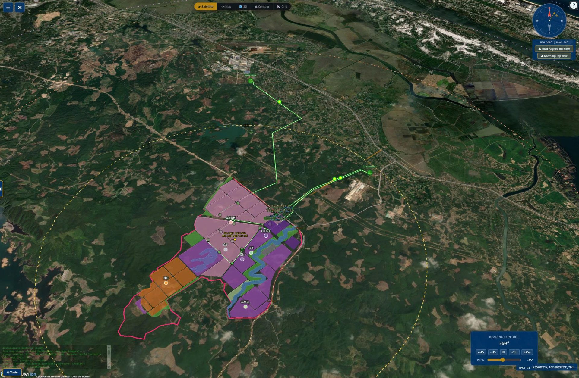 Short-term 22 kV supply — N-1 via dual feed. Road-following 22 kV circuits from 